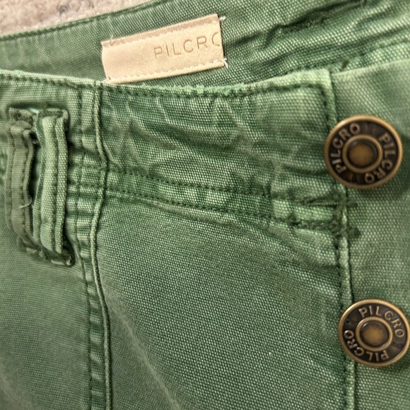 Pilcro (Anthropologie) size 31 EUC “distressed frat bootcut/wide Olive Trousers - Picture 9 of 13